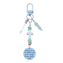 Horse Saddle and Bridle Charm Clip, Bless-This Rider Keep Safe Gifts for B