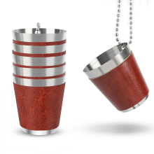 Pack of 6 Shot Cups Metal for Hanging Glasses Stainless Steel with Chain Glass 30ml Cup Parties,A