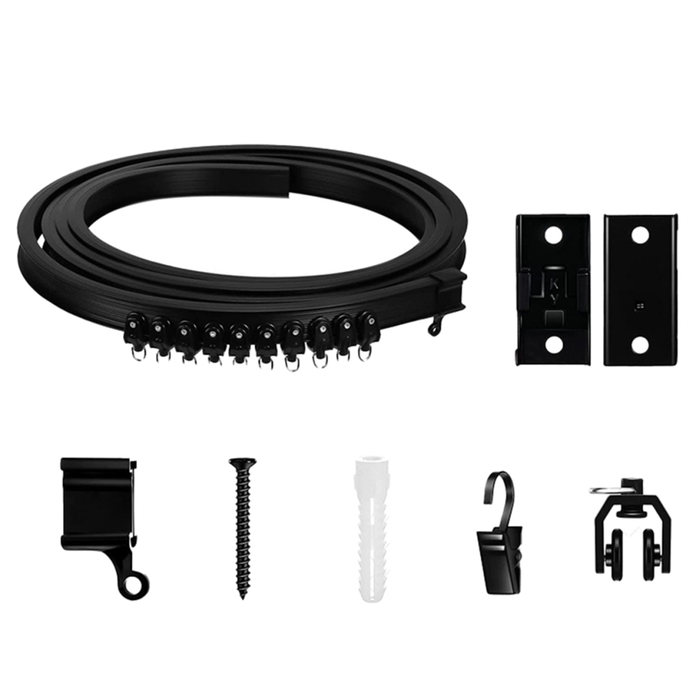 Flexible Bendable Curtain Track, Ceiling Wall Mounted, Black Curved Heavy Duty RV Sliding Track 3Meter-image-OPC-PJSG679-NEW