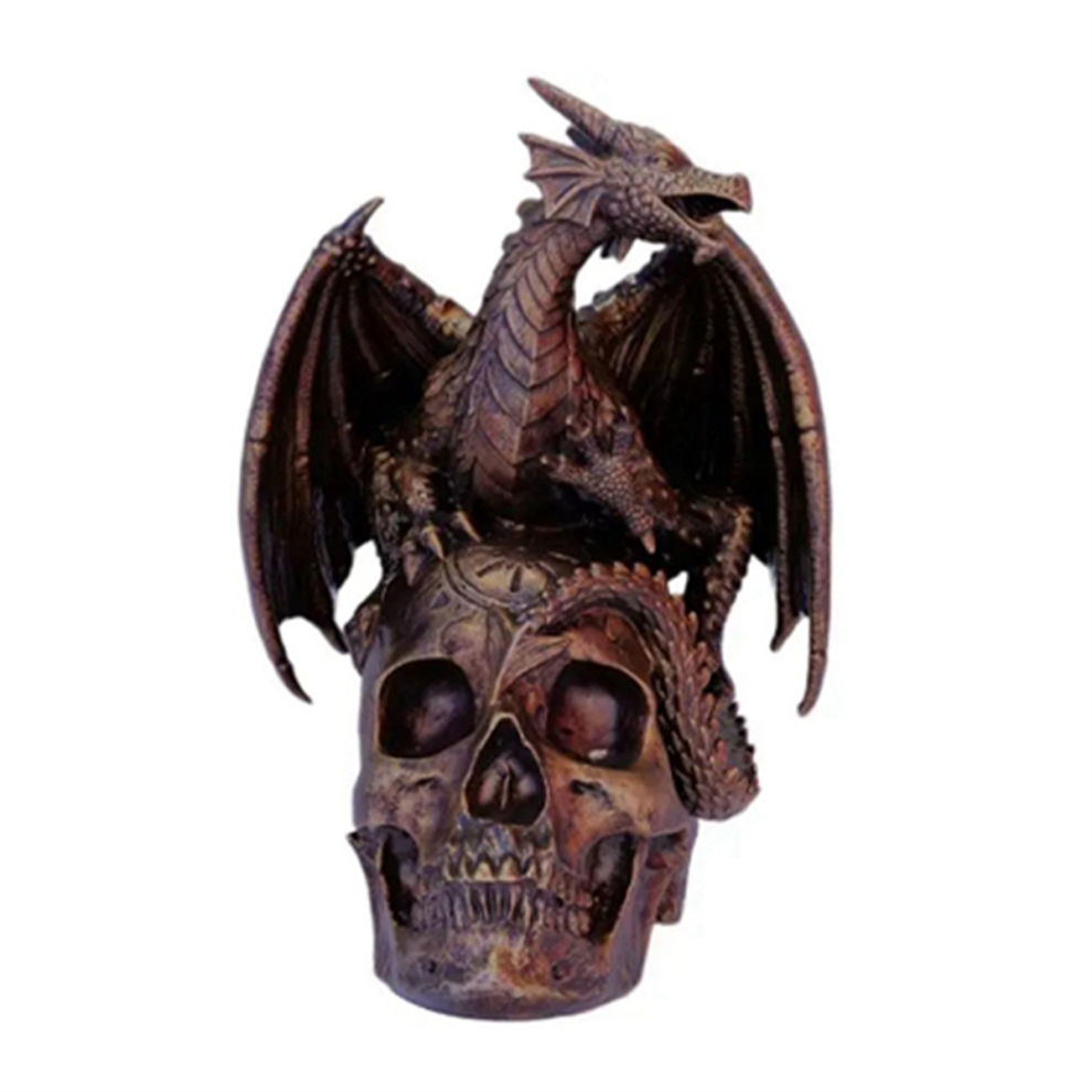 Saudism Flying Dragon Skull Statue Statues Figurine Halloween Ornaments Cool Apartment Bedside Table Decoration Sculpture
