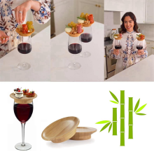 Coasters Set of 4 Wine Glass Topper, 4Inch Charcuterie Topper Bamboo