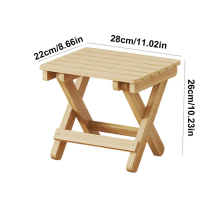 Small Folding Stool Portable Wooden Chair Lightweights Fold-Up Step Foot Rest for Outdoor 28x26x22cm