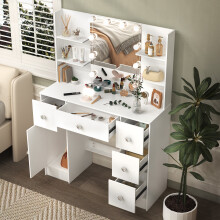 New Vanity Makeup Desk Dressing Table With Lights Mirror Drawers Stool