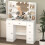 New Vanity Makeup Desk Dressing Table With Lights Mirror Drawers Stool 7