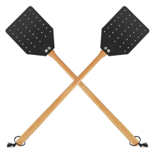 Leather Fly Swatter for Indoors/Outdoors,Duty Flyswatter with Walnut Wood Handle 19.7inch Long Swatted Manual 2 Pack