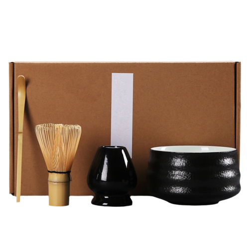 Japanese Matcha Tea Set Making Tool Indoor Drinking Accessories Black Pottery