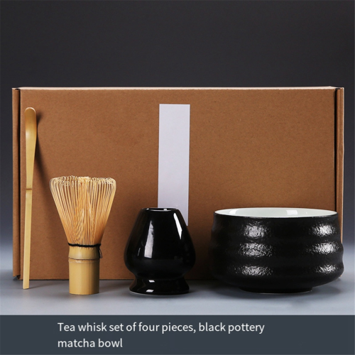 Japanese Matcha Tea Set Making Tool Indoor Drinking Accessories Black Pottery 2