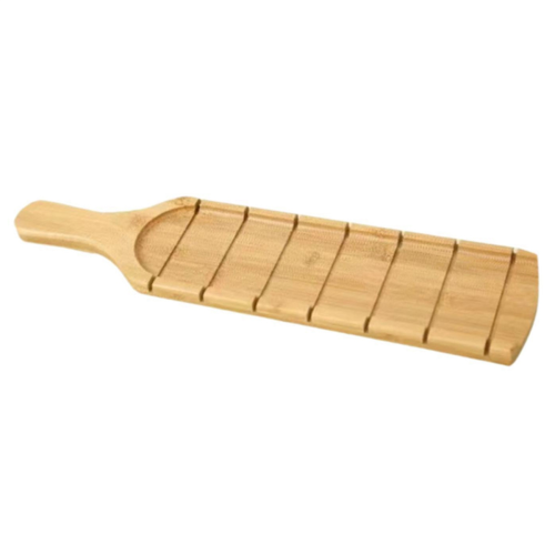 Bamboo Long Handle Grooved Cutting Board Fruit Tray Wooden 1
