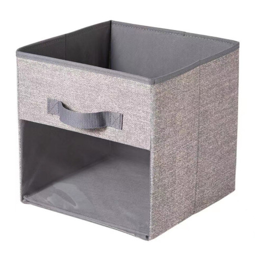 Fabric Cube Storage Box Transparent for Closet Foldable B 1