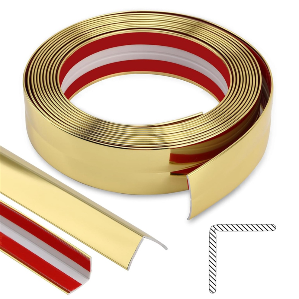 Shiny Multifunctional Molding Trim, Peel And Stick Inside Outside Corner Guards For Wall Table Edge Door Frame Gold 4852937879459