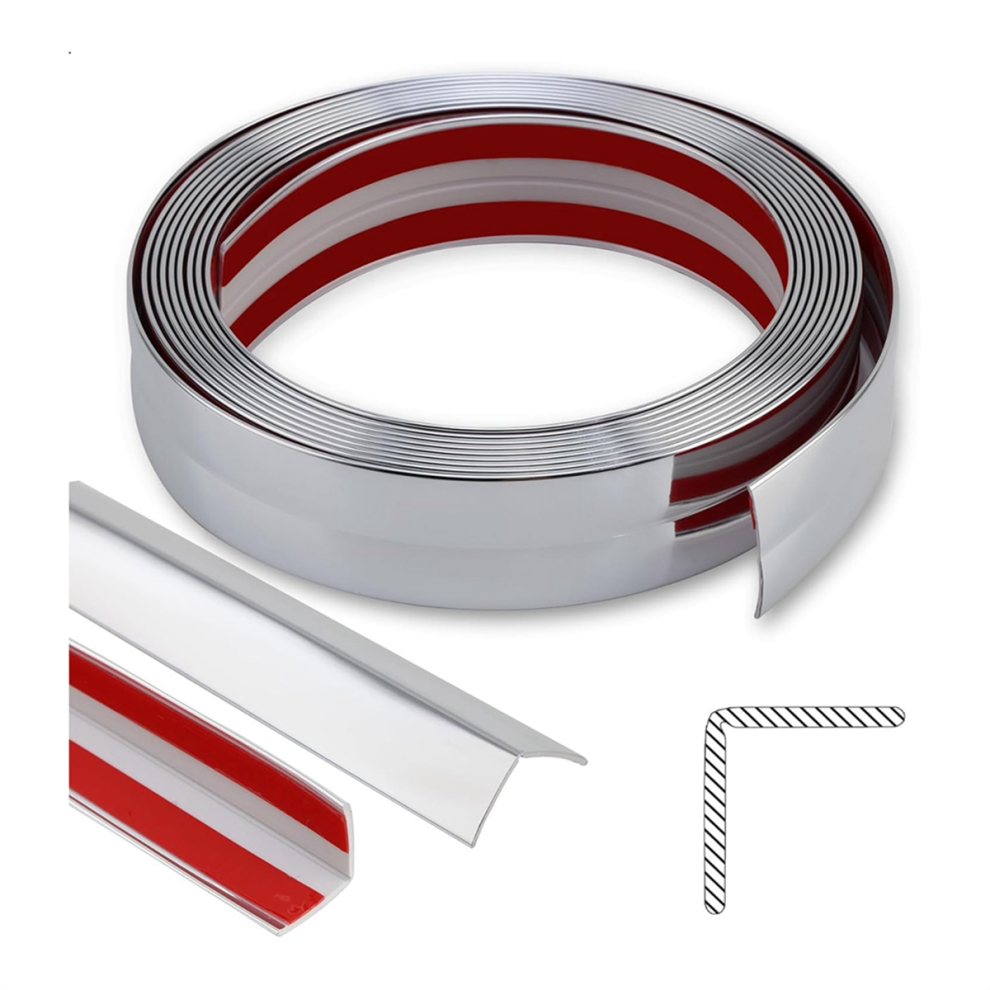 Shiny Multifunctional Molding Trim, Peel And Stick Inside Outside Corner Guards For Wall Table Edge Door Frame Silver 4852937879442