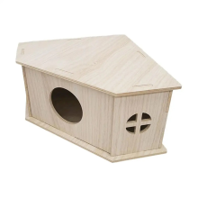 Hedgehog House Small Animal Habitat Wooden Hide Hut Playground Sturdy Natural Pet Supplies