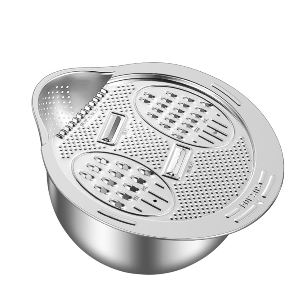 Rice Washer Strainer Bowl Stainless Steel Rinser Washing with Grater Colander Side Drainers-image-OPC-PJSGCSC-NEW
