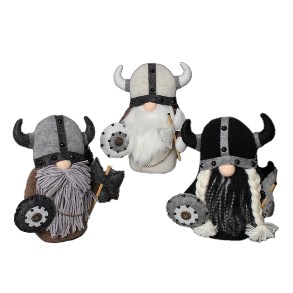 Saudism 3Pcs Halloween Viking Warrior Gnome Doll Fall Farmhouse Plush Decor Indoor Cute Scandinavian Style Gnomes