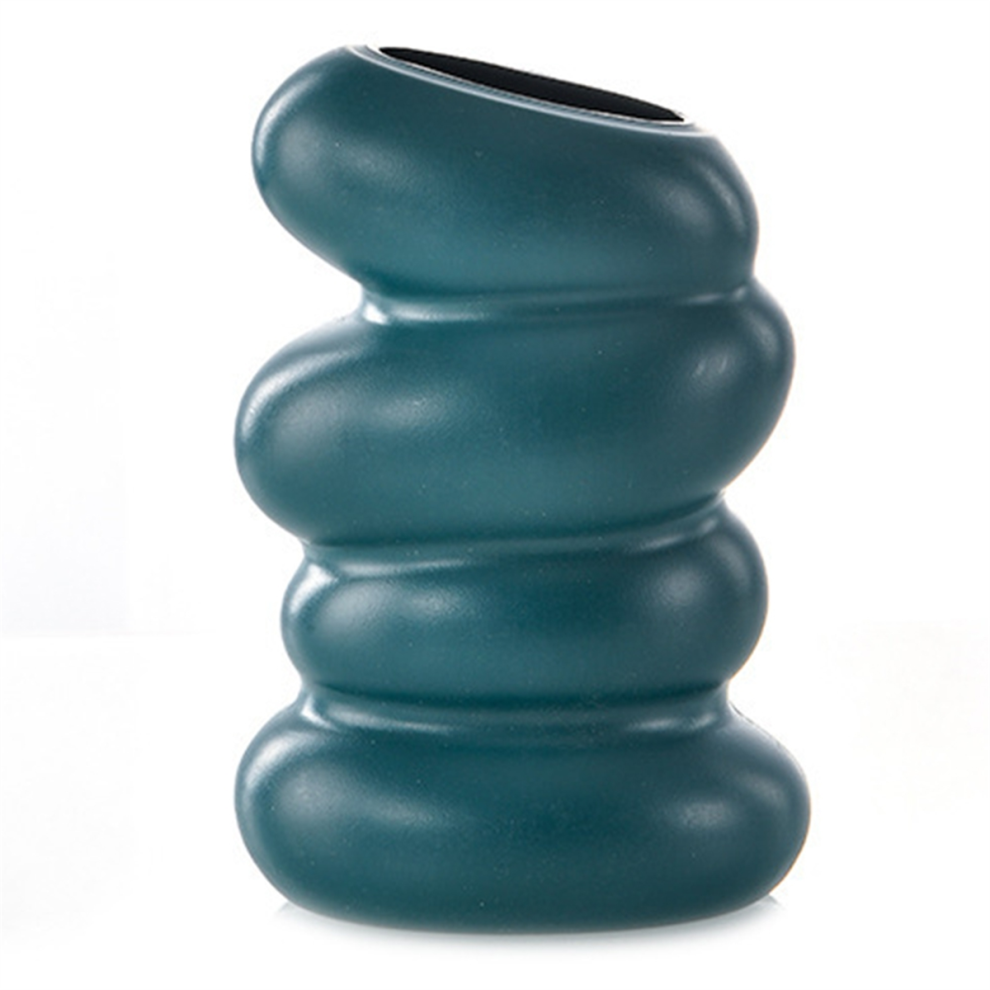 Plastic Spiral White Vase Hydroponic Pot Decoration Home Desk Decorative Vases for Flowers Green-image-OPC-PJSGF28-NEW