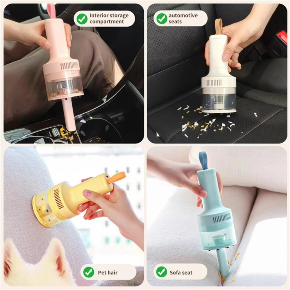 Desktop Vacuum Cleaner For Home And Car Use, Strong Suction, Usb Charging, Mini Keyboard White 4852937809906