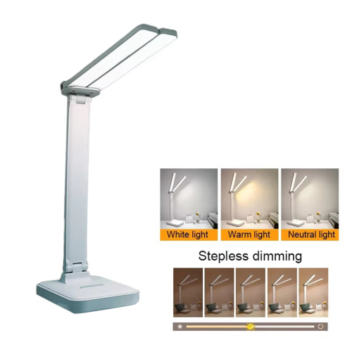 LED Desk Lamp 3 Level Dimmable Touch Night Light USB Rechargeable Eye Protection Foldable Blue 2