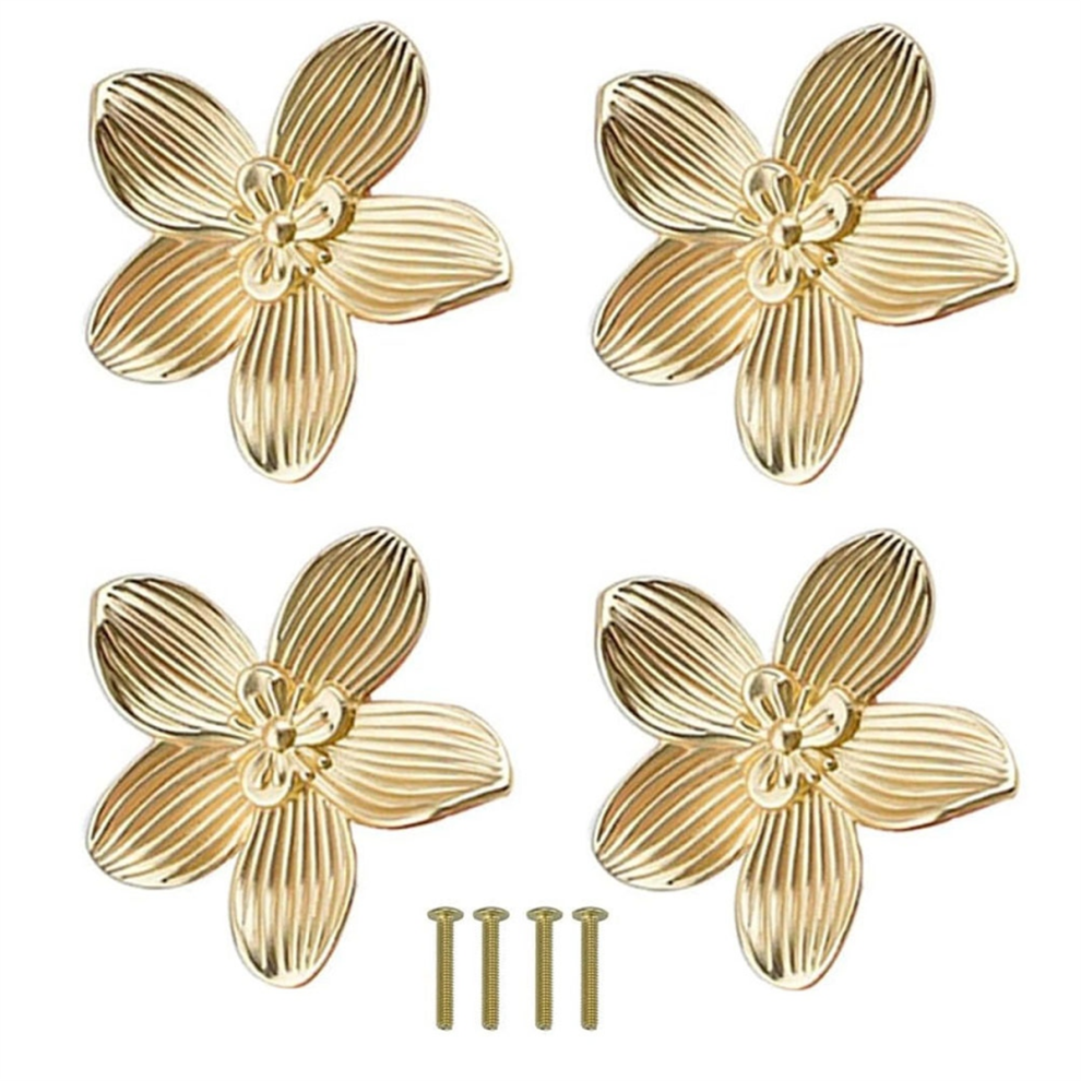 Flower Drawer Knobs Petal Cabinet Dresser Furniture Pulls Handles For Wardrobe Door Old Gold 4852937808848