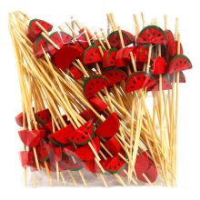 100Pcs Disposable Bamboo Picks Food Fruit Cocktail Toothpicks Handmade Picnic Supplies Decoration D