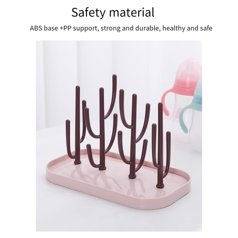 Saudism Bottle Drying Rack Baby Drain Cleaning Dryer Drainer Storage Pink