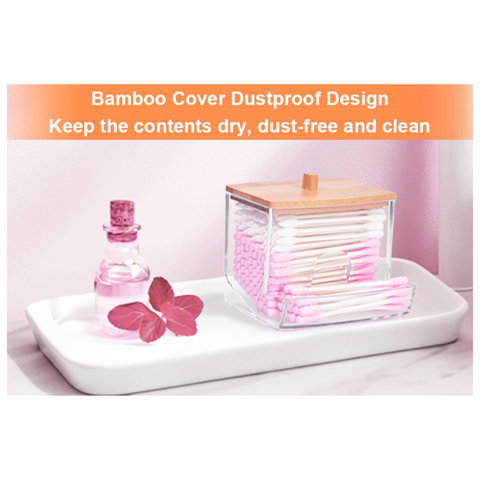 Cotton Swab Holder, Dispenser, Bathroom Storage Jar Container With Lid 4851821592283