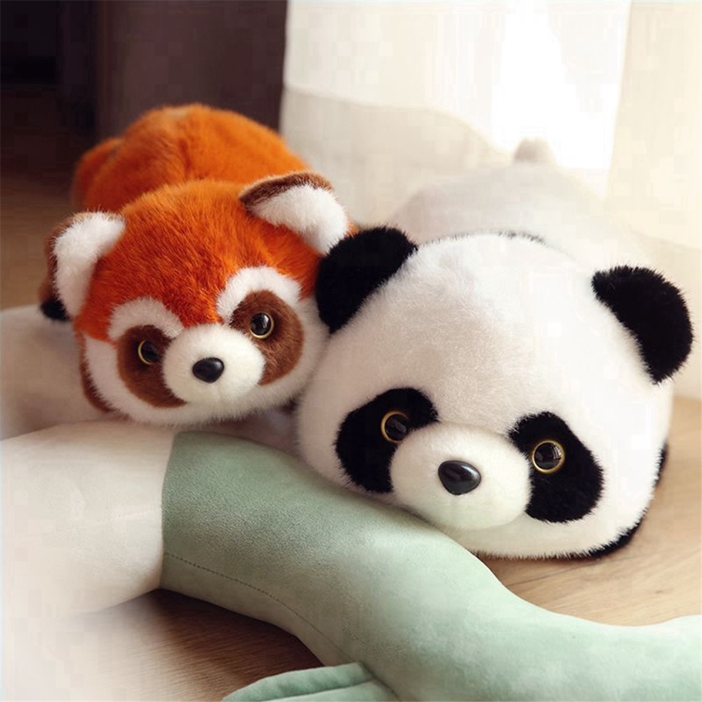 Saudism Black/White/Red Panda Turns Into Raccoon Doll Pillow On Children's Sleeping Bed Birthday Graduation Gift 35Cm