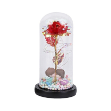 Valentines Day Rose Gift for Her - Galaxy Butterfly in Glass Dome with LED Red