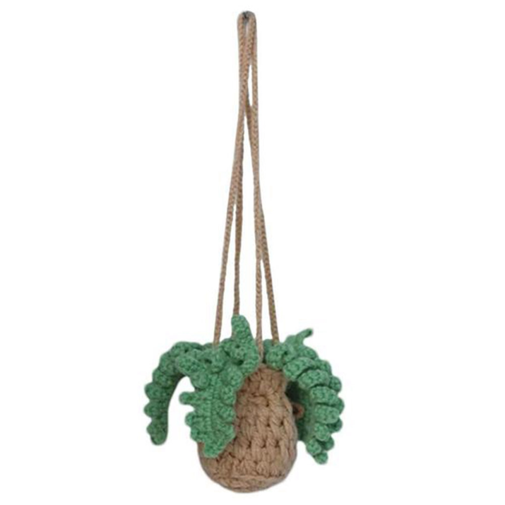 Car Pendants Cute Interior Decoration Crochet Plant Rearview Mirror 4851821598872