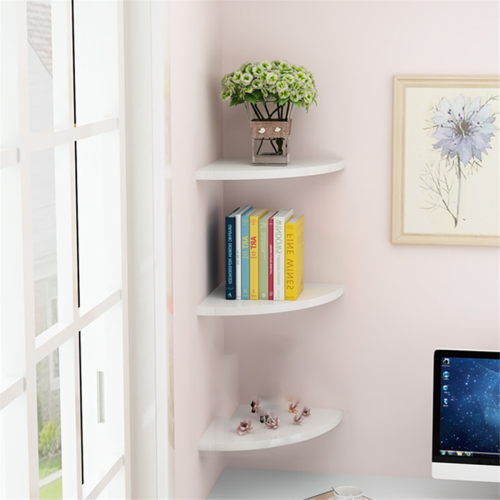 Corner Shelf Bookshelf Wall Punch-Free Fan-Shaped Triangle A 2