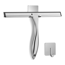 Stainless Steel Shower Squeegee with Adhesive Hook - Multipurpose for , Bathrooms, Car Mirrors
