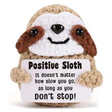 Inspirational and Positive Crochet Sloth Handmade Small Ornaments Enhance Mental Health Knit Birthday.