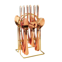 24-Piece Stainless Steel Cutlery Set - Elegant Forks, Spoons, Tea and Knives for Dining & Kitchen Rose Gold