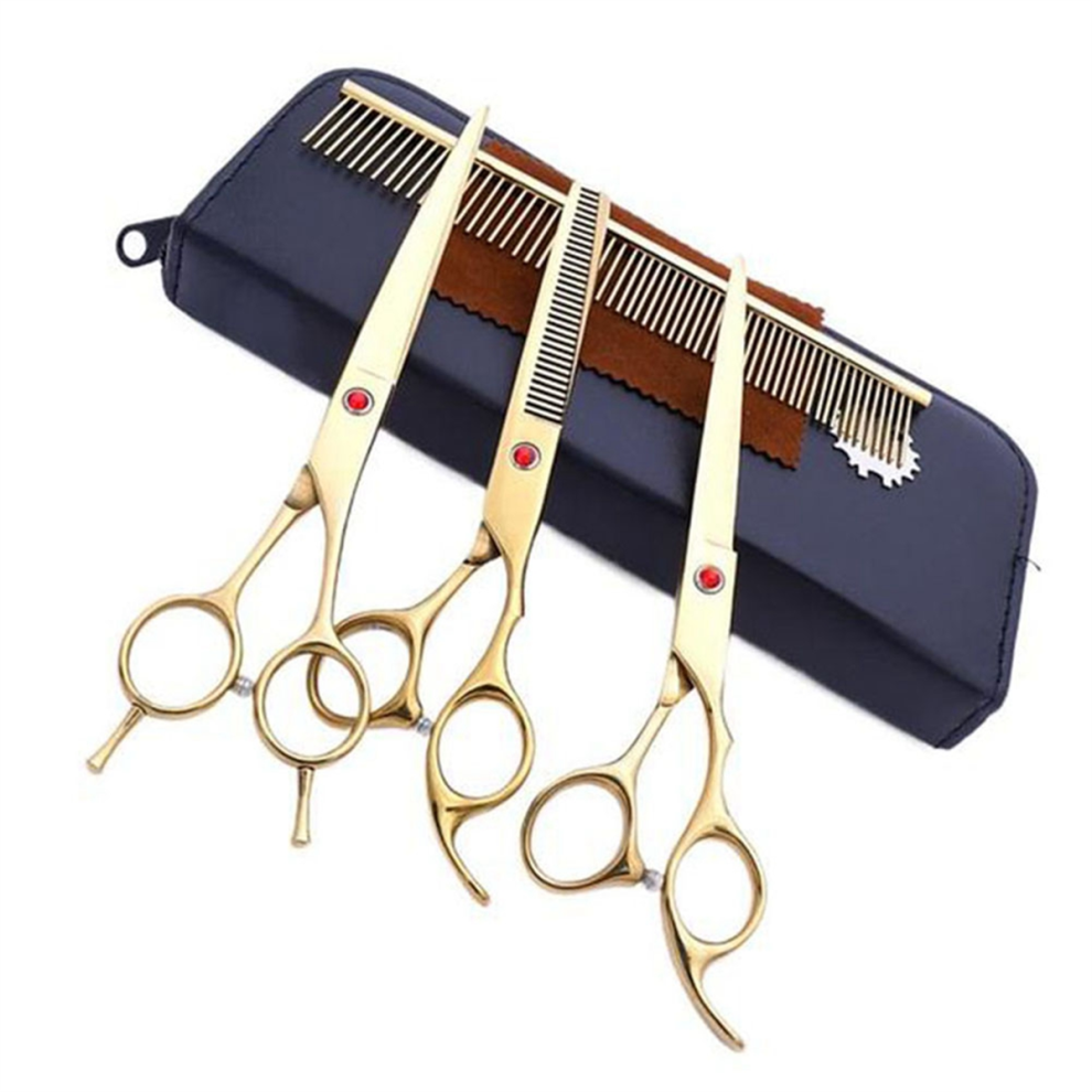 Pet Scissors Stainless Steel Dog Sheep Clipper Pack Grooming Supplies Gold-image-OPC-PJSGPBH-NEW