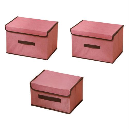 Fabric Storage Box Foldable with Lid Basket Organizer of Closet Handle