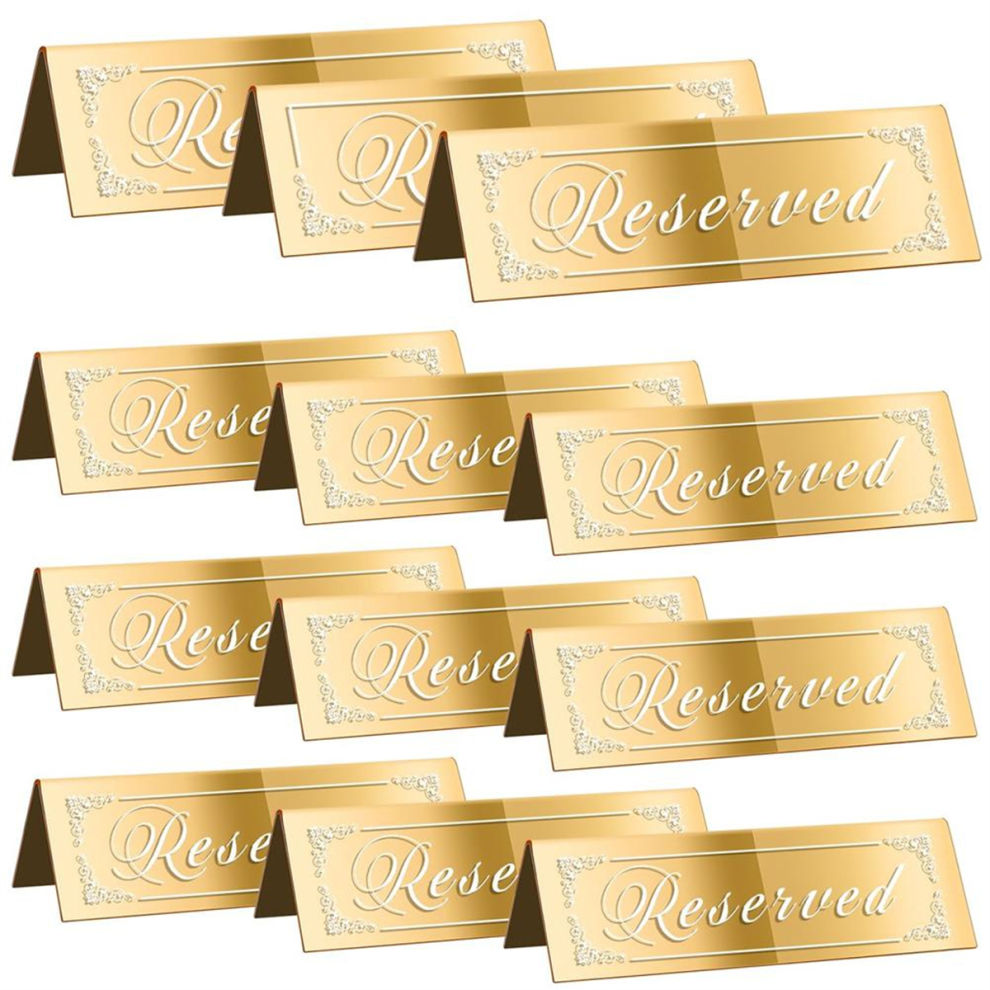 12PCS Reserved Table Signs, Gold Signs for Wedding, Acrylic Doubleside Seating Guest Reservation-image-OPC-PJSGPGH-NEW