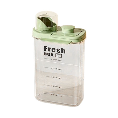 Transparent Kitchen Grain Storage Container with Handle, 2800ml, Moisture-Proof and Insect-Resistant Green