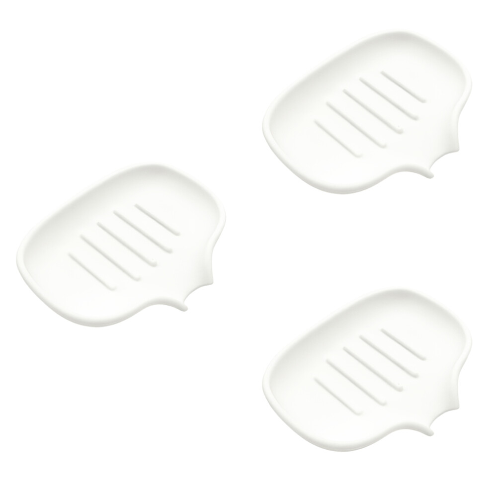 Self Draining Soap Dish, Quick Drain, Bathroom Dish Silicone Tray for Kitchen White-image-OPC-PJSGQ6P-NEW