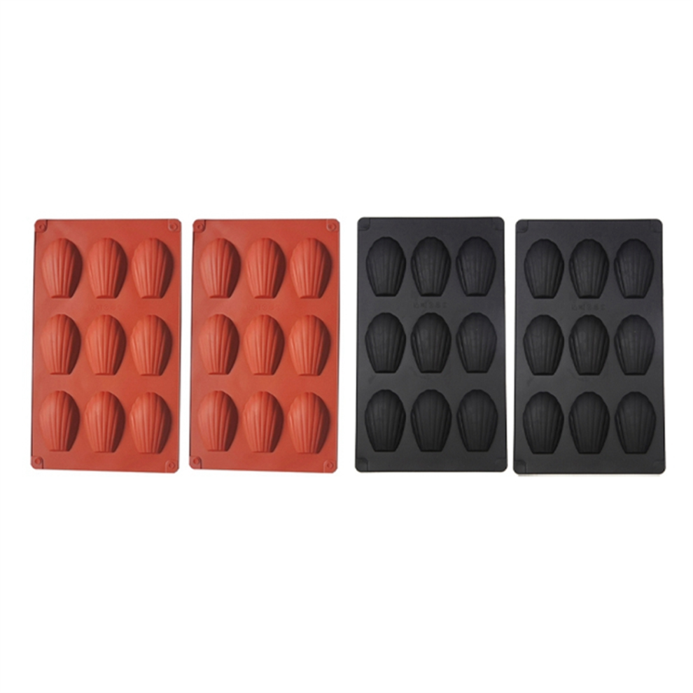 Saudism 4Pcs 9 Cavity Madeline Mold Silicone Cookies Pan Nonstick Baking For Make Madeleine Tool