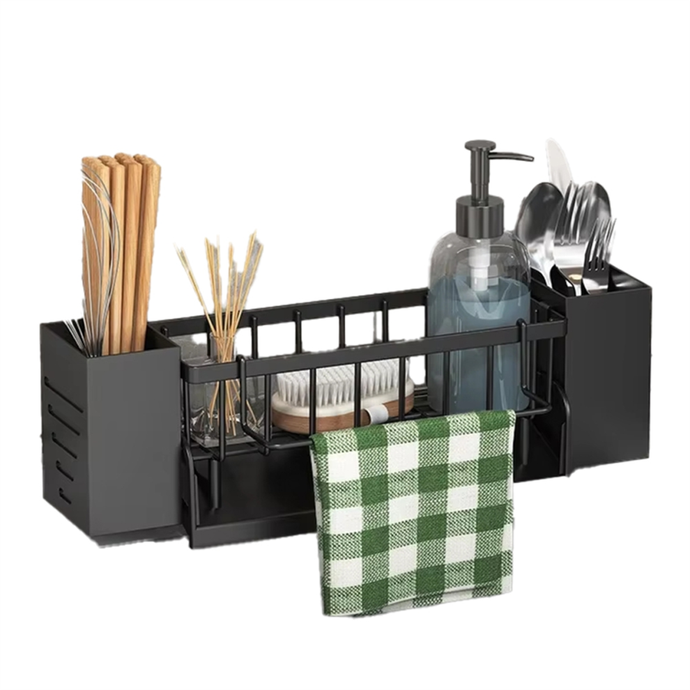 Photos - Tap Hidden Part Kitchen Sink Organizer Rack - Plastic Self-Draining Shelf for Soap, , Dishcloth, Towel, with Filter Basket A