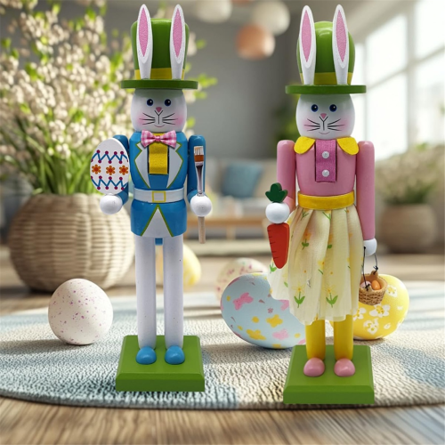12inch Wooden Nutcracker Decorations,Easter Bunny Decor,Easter Figure,Nutcracker Ornament B 2