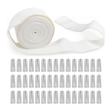 Curtain Pleat Tape, 10 Meters/11 Yards Pleater Tape for Curtains with 30 Pcs 4 Prongs Hooks Drapes