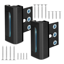 Home Security Door Reinforcement Lock, Front Locks for Kids Safety Withstand 800 Lbs, Lock 2 Pack Black