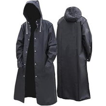 (XXL) Long Raincoat Rain Coat Hooded Trench Jacket Outdoor Hiking Unisex Waterproof