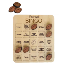 Football Bingo Game, Wooden Football-Themed Tic--Toe Board Sports Bingo, Cards Family Game
