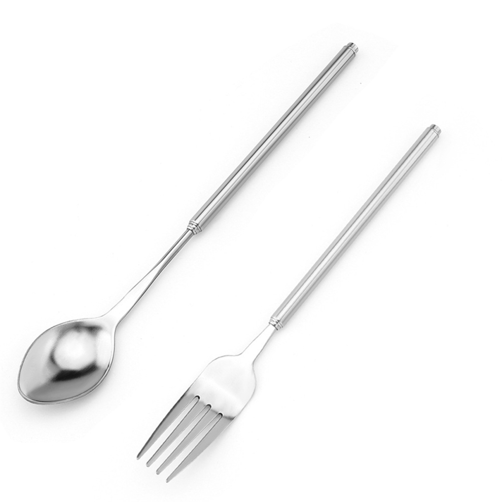 Retractable Fork And Spoon Set Barbecue, Dinner, Dessert Tableware Adjustable Lengthened Anti-Scalding Saudism