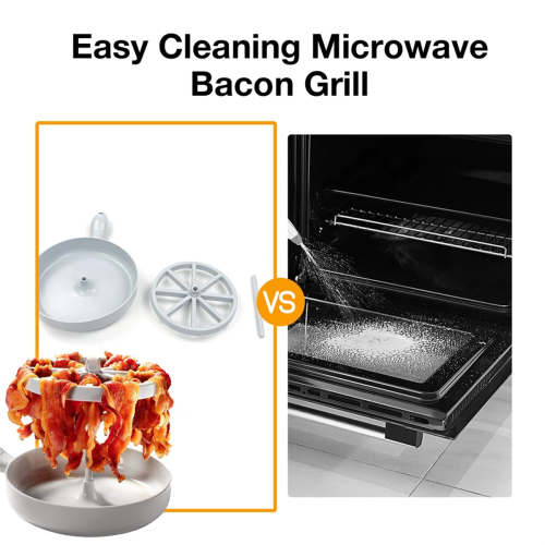 Microwave Bacon Cooker Quick Cooking Rack Grease Collector Kitchen Gadget 2