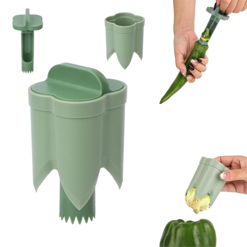 Pepper Deseeder -Skin Green Corer Fruit and Vegetable Coring Tool 2