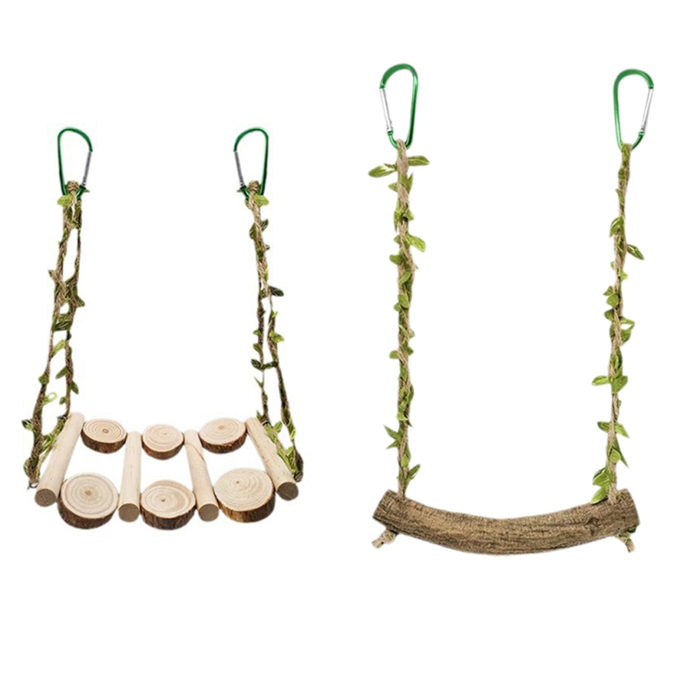 Saudism Bird Cage Swing Landscaping Props Parrot Toy Climbing Interactive Ladder Anti-Chewing Ring
