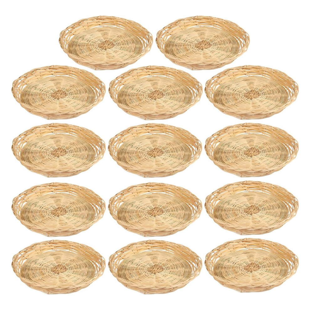 Saudism 10 Pcs 9.8 Inch Bamboo Paper Plate Holder, Hand Weave Wicker Holders For Parties, Picnic, And Barbecue, Reusable