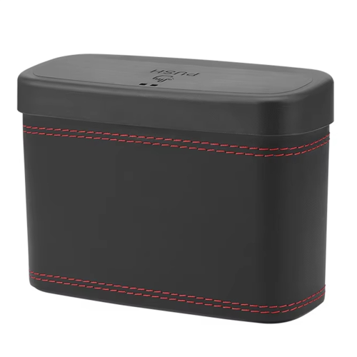 Car Trash Bin - Hanging Vehicle Garbage Dustbin, Square Pressing Type, Auto Storage Box, Plastic